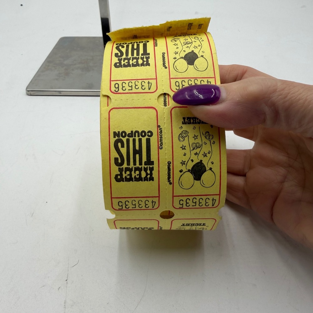 Amscan Yellow Double Raffle Tickets Roll Keep This Coupon Carnival Event USA